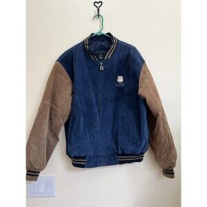 Vtg Dunbrooke Distinctive Images Suede Leather Varsity Jacket Union Pacific Sz L